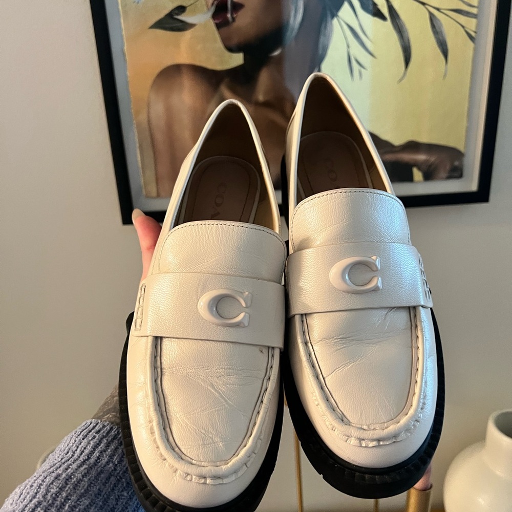 Coach Cream Flats with Modern Chunky Sole